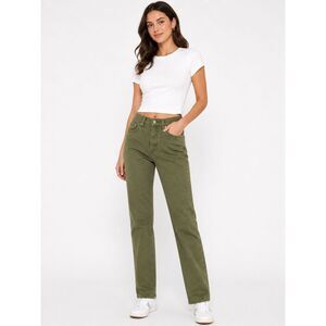 Faded Glory Jeans Women 6 Olive Green Mid Rise Straight Leg Stretch Casual Denim